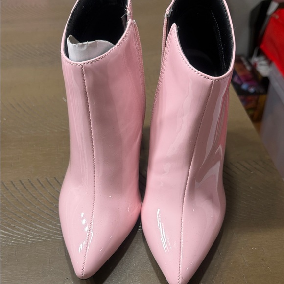 Qupid Glossy Pink Ankle Booties - Picture 2 of 5